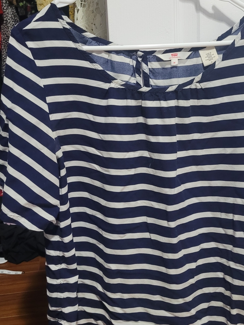 Levi's Navy & White Striped Short Sleeve Top